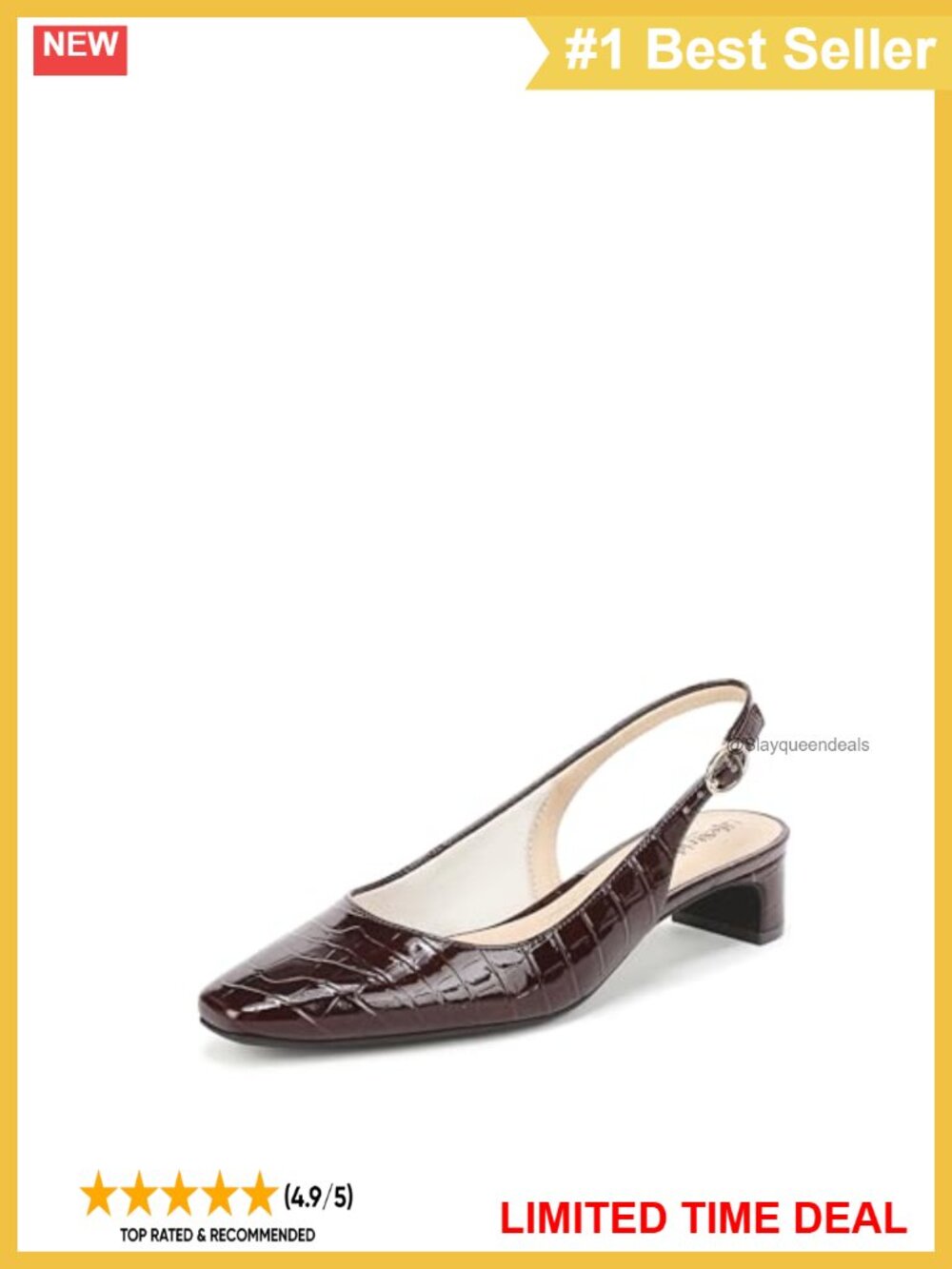 Slingback Pumps Pointed Toe Block Heel Comfort Flex